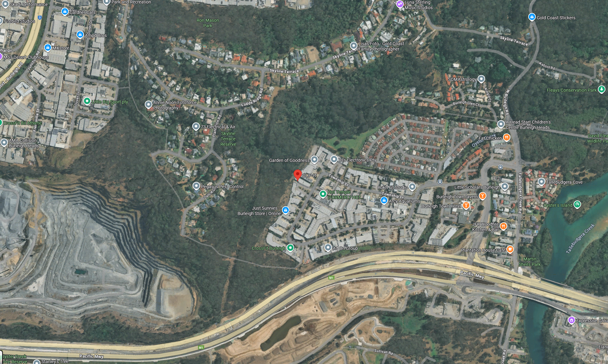 Map showing CLIP-IT headquarters on Township Drive, Burleigh Heads