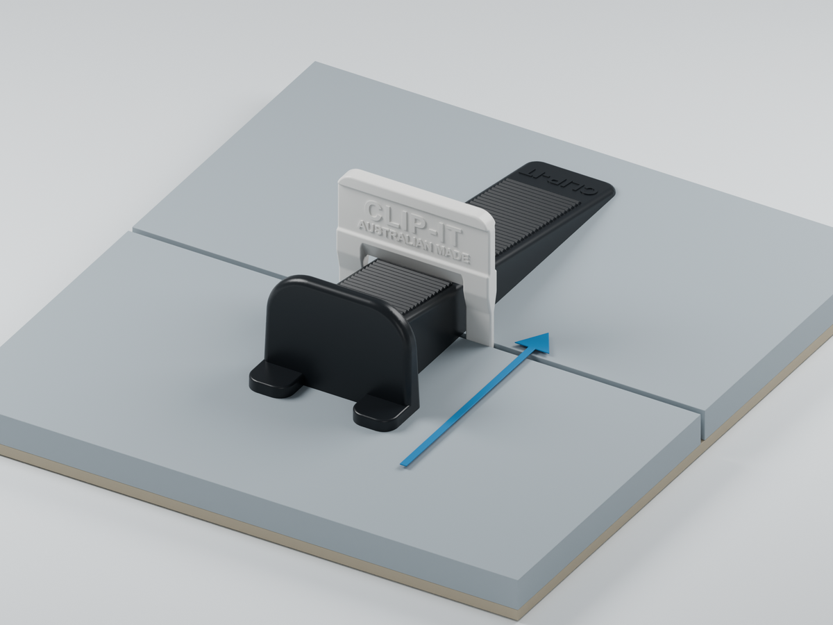 Tighten and leave in place with a compatible white 1.5 mm tile clip