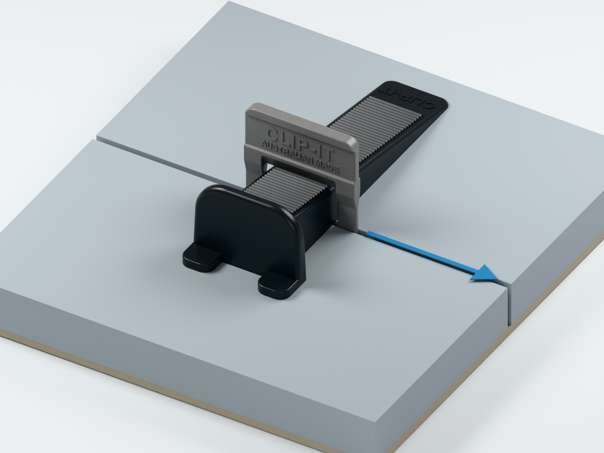 Let the installation cure, then remove — 2 mm stone clips · 14–20 mm