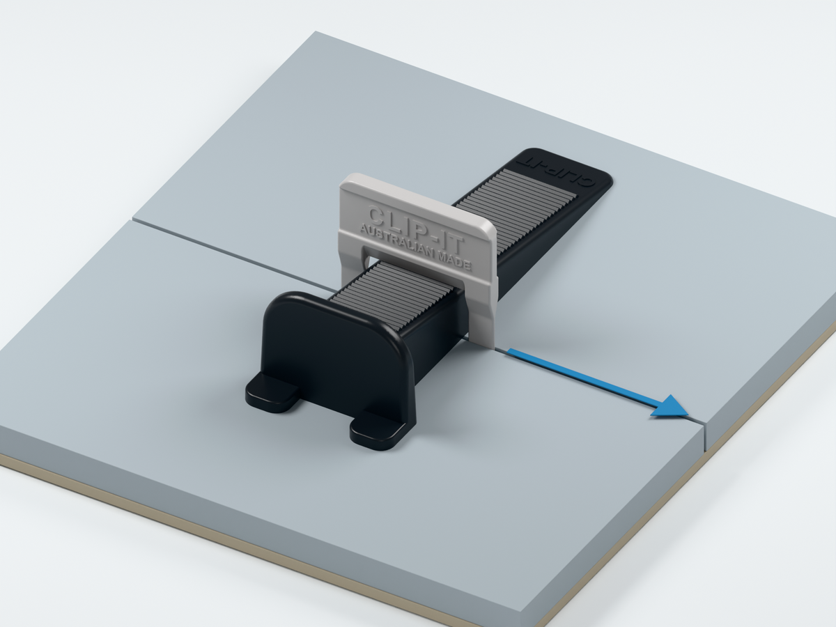 Let the installation cure, then remove — 1 mm tile clips