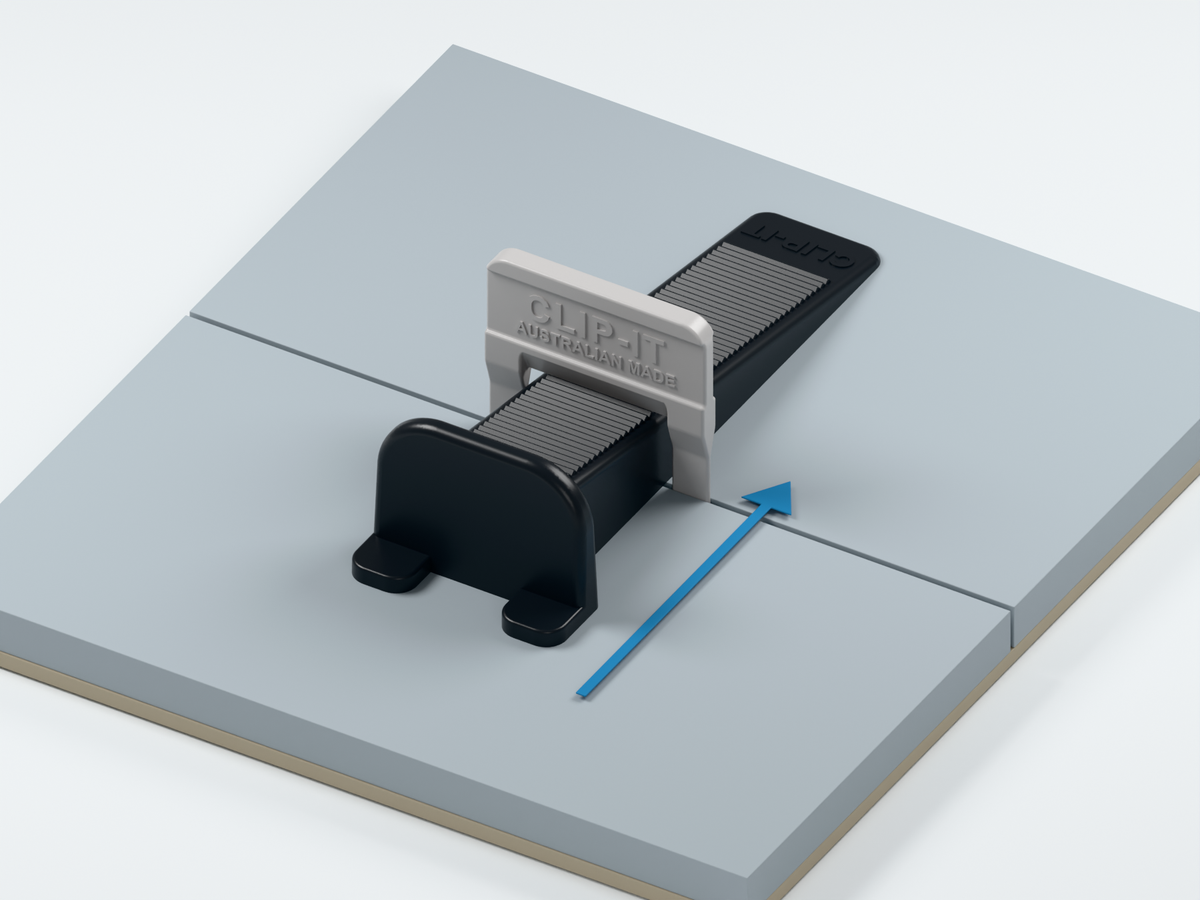 Insert and tighten the wedges — 1 mm tile clips