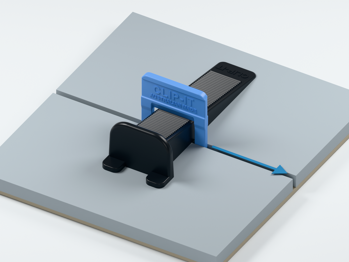 Let the installation cure, then remove — 3 mm tile clips