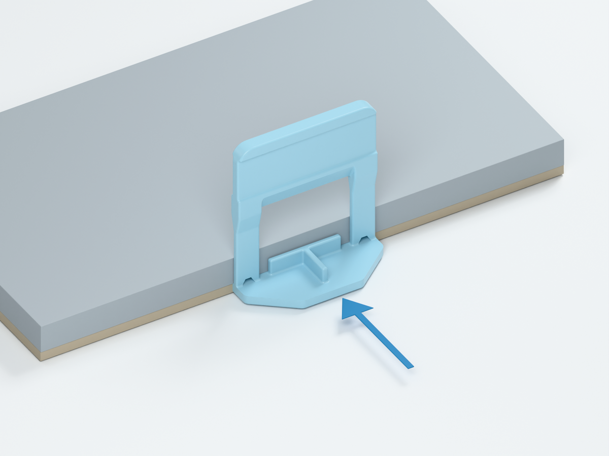 Place along the tile edges — 1.5 mm brick & herringbone tile clips